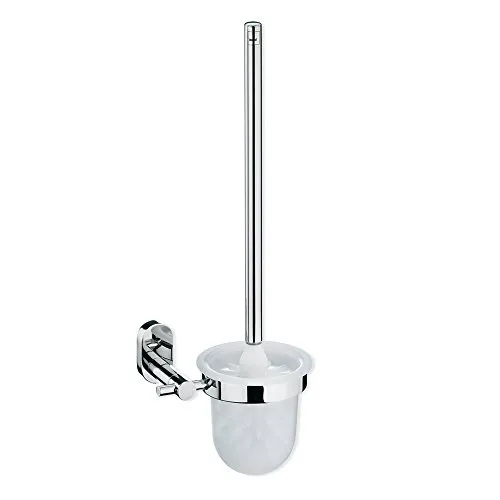 kela 22696, WC-Bürstentopf, Zum Kleben oder Bohren, Toilettengarnitur, Edelstahl 18/10, Lucido, 43cm, Glänzend