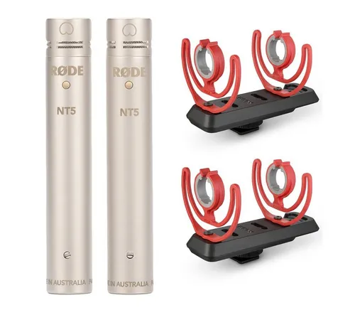 RØDE NT5 MP Mikrofon Set mit 2x SM3-R Halterung - Kleinmembran-Kondensatormikrofone für hochwertige Stereoaufnahmen, ideal für Akustikgitarren und Drums. Perfekte Entkopplung mit Rycote Halterung für störungsfreie Aufnahmen.