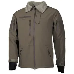 MFH Herren High Defence Soft Shell Jacke OD Grün - Größe S - Funktionsjacke mit hohem Kragen, wasserdichtem Frontreißverschluss und atmungsaktiven Achselbelüftungen für optimalen Komfort und Schutz bei Outdoor-Aktivitäten.