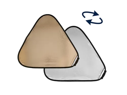 Lastolite LL LR3728 Trigrip Sunlite/Soft Silber 1,2m - Lichttechnik, stabiler Dreiecksreflektor mit ergonomischem Handgriff für präzise Einhandbedienung und optimale Ausleuchtung bei Portraits.
