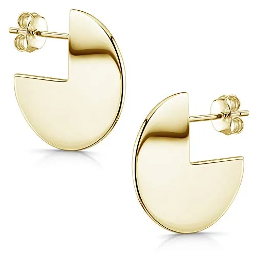 Damen Ohrstecker Gold Kreis - 925 Silber Creolen klein vergoldet SO-454-Gold - Elegante Damen Ohrringe aus 925 Sterling Silber, vergoldet und hautfreundlich. Perfekt für einen modischen Look, ideal für Frauen und Teenager. Maße: Ø20mm, Gewicht: 2,3g.