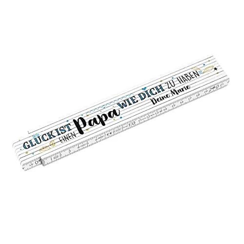 Herz & Heim® Papa Zollstock mit Kompliment - Glück ist einen Papa wie dich zu haben! - perfekt zum Vatertag