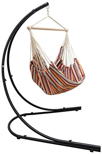 AMANKA XXL Hängesessel mit Gestell - Hängestuhl 185x130cm mit 210cm Metall Ständer für Garten - Großer Outdoor & Indoor Hängesitz für Erwachsene - Metallgestell Wetterfest für Balkon und Terrasse
