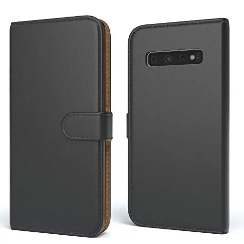 EAZY CASE Tasche kompatibel mit Samsung Galaxy S10 Schutzhülle mit Standfunktion Klapphülle Bookstyle, Handytasche Handyhülle mit Magnetverschluss und Kartenfach, Kunstleder, Schwarz