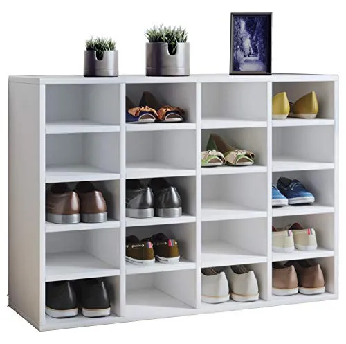 VCM Holz Schuhregal - Schuhschrank mit 20 Fächern - Schuhschrank für 20 Paar Schuhe, Maße ca. H. 67 x B. 92 x T. 33 cm, ideal für Ordnung in Flur und Diele.