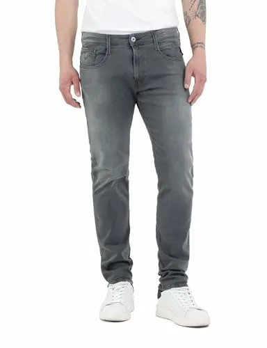 Replay Herren Jeans Anbass Slim-Fit mit Comfort Stretch, Dark Grey 096 - Jeans mit 5 Taschen und Power Stretch für optimalen Komfort und perfekte Passform. Ideal für lässige Outfits im Alltag.