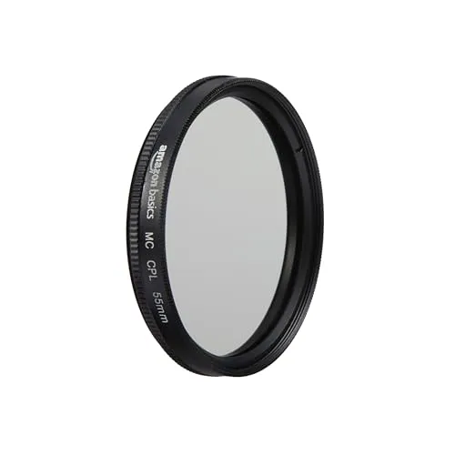 Amazon Basics 55 mm Circular Polarisations-Schutzfilter für tiefere Farben, Reduzierung von Blendung und Reflexionen, Mehrfach beschichtet, schützt vor Staub, Schmutz und Kratzern