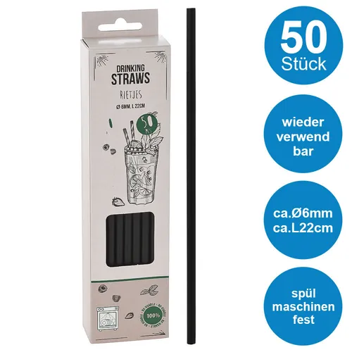 Plastik Strohhalme wiederverwendbare Trinkhalme Party Schwarz Strohhälme 50 x