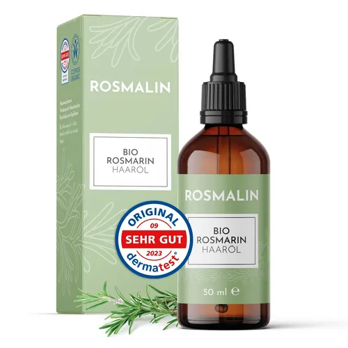 Rosmalin® Rosmarinöl Haare | 100% Bio - Für gesunde Haare & Kopfhaut - Kopfhautbehandlungen: 100% Bio Rosmarinöl mit +6 Booster-Inhaltsstoffen für kräftiges Haar, dermatologisch getestet und ideal für Frauen und Männer.