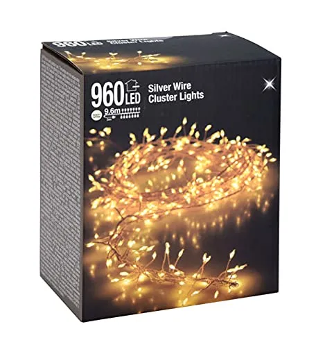 Spetebo Cluster Micro Lichterkette 960 LED warmweiß - 14,6 m flexible Drahtlichterkette mit Netzteil, perfekt für kreative Weihnachtsdekoration innen und außen