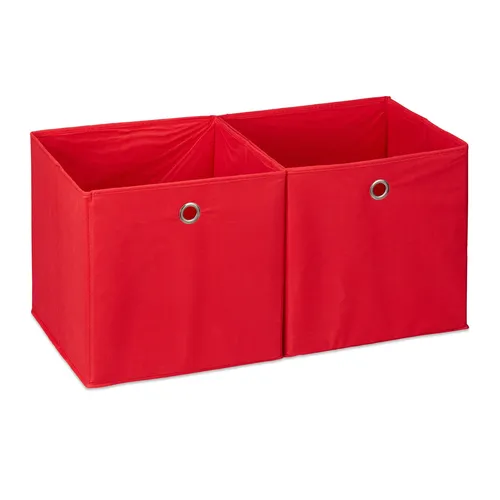 Aufbewahrungsbox Stoff Regalbox quadratisch 9 Liter - rot - Quadratische Spielzeugbox aus robustem Polyester und Pappe, ideal zur ordentlichen Aufbewahrung von Spielzeug und anderen Kleinigkeiten in jedem Raum.