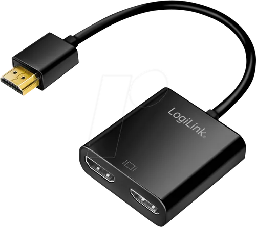 LogiLink 4K/60 Hz HDMI Splitter, Downscaler, EDID 2-fach - Sonstige, ermöglicht die gleichzeitige Ausgabe von 4K-Signalen auf zwei Displays und unterstützt EDID für optimale Bildqualität.