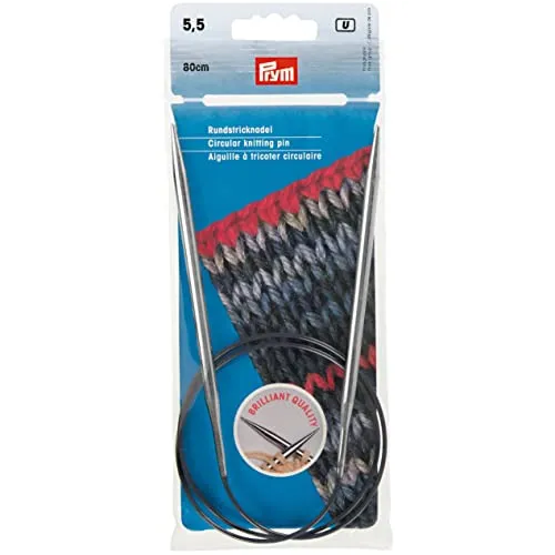 Prym 212174 Rundstricknadeln MS 80 cm 5,50 mm silberfarbig von Prym