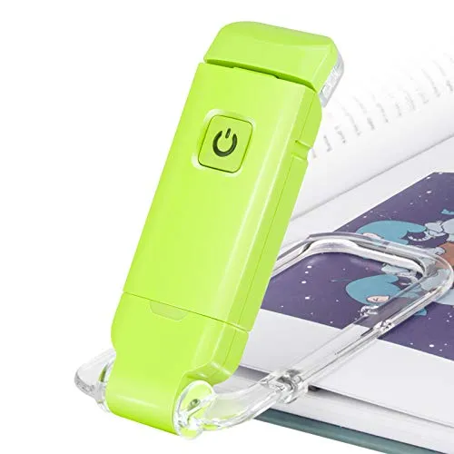 HONWELL LED Clip Leselampe Buch Klemm, Leselampen für Bücher im Bett, weiches Augenpflegelicht, USB wiederaufladbar, 2 Helligkeitseinstellungen für Augenschutz, LED Nachtlicht, Grün