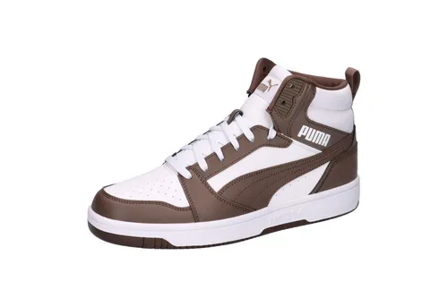 PUMA Unisex Rebound V6 Sneaker - Weiße Flache Bronze, 42.5 EU - Herren-Sneaker mit mittlerer Kragenhöhe, weichem Synthetik-Obermaterial und stylischem PUMA Formstrip für optimalen Tragekomfort und moderne Optik.