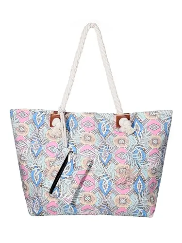 DonDon XXL Strandtasche mit Reißverschluss - Praktische Badetasche für Damen - Damen-Shopper für stressfreie Strandtage: Robustes Material schützt vor Sand und Feuchtigkeit, extra große Tasche mit 58 x 38 x 18 cm bietet Platz für alles, inklusive praktischer Mini Tasche für Ordnung.
