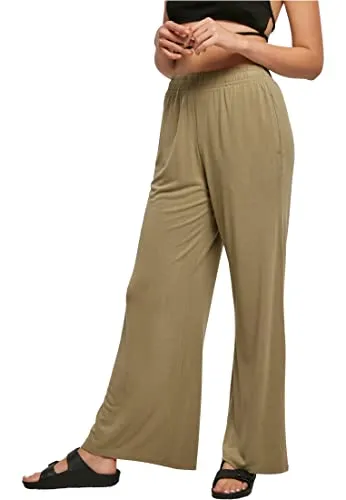 Urban Classics Damen Modal Wide Leg Pants Khaki, 3XL - Damen-Hosen mit fließendem Schnitt und hohem Bund für ultimativen Komfort, ideal für lässige und elegante Looks.