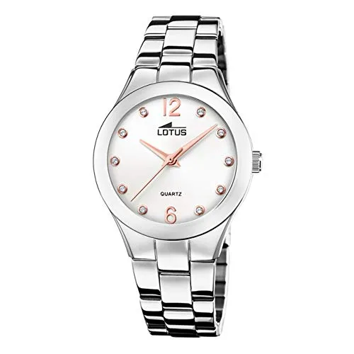 Lotus Damen Uhr Analoge Edelstahl 316L Silber - Quarzwerk - Damenuhren - Hochfestes Mineralglas - Wasserdicht 5 ATM 18741/1