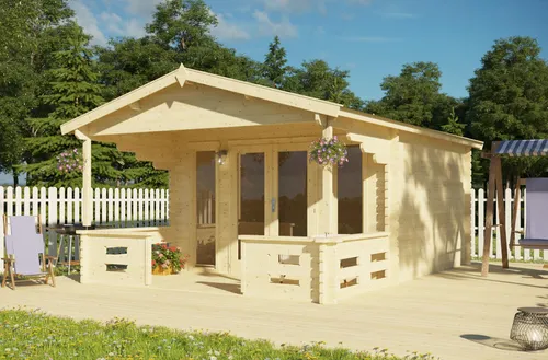 Gartenhaus Modell Kolding 40 – Massivholz für Ihren Garten - Hochwertiges Gartenhaus aus 40mm starkem nordischem Fichtenholz mit stabiler Dachkonstruktion. Ideal für Gartenliebhaber, die ein langlebiges und individuelles Gartenhaus suchen.