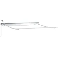vidaXL Markisenrahmen mit LED-Lichtleisten – Weiß, 350 x 250 cm - Eleganter Markisenrahmen aus langlebigem Aluminium mit einziehbarem Design und Fernbedienung. Ideal für stilvolle Außenräume, bietet er zuverlässigen Schutz und passt perfekt in jeden Garten.