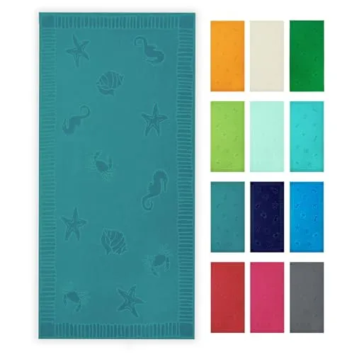 ZOLLNER Strandtuch 100 x 200 cm in petrol von Zollner