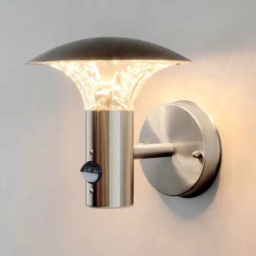 LED Außenleuchte Edelstahl mit Bewegungsmelder - Wandleuchte für innen und außen, IP44 Schutzart, sorgt für Sicherheit und Komfort mit integriertem Bewegungsmelder.