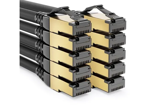 deleyCON deleyCON 10x 0,5m CAT8.1 Patchkabel S/FTP PIMF 2000MHz 40Gbit RJ45 LAN-Kabel