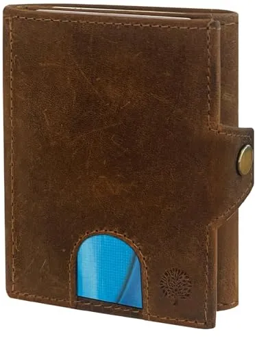 Frentree Slim Wallet mit RFID-Schutz - Geldbörse aus echtem Leder - Mini Geldbeutel mit Münzfach - Echtleder Portemonnaie Karten Kartenetui Klein, Wildleder Braun
