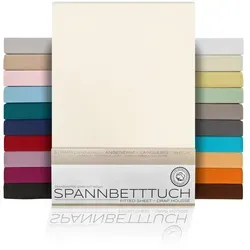 Beautex Spannbettlaken Spannbetttuch Bettlaken aus gekämmter Baumwolle Premium Jersey 160g/m2, Jersey, Gummizug: rundum, (1 Stück) beige 180 cm x 200 cm