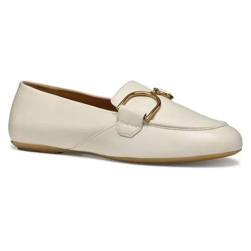 Geox Loafer 'PALMARIA' aus echtem Leder in Offwhite, Größe 42 - Halbschuhe mit stilvoller Eleganz und Komfort. Das beschichtete Leder und die profilierte Sohle bieten sicheren Halt, während die abgerundete Spitze und Applikationen für ein besonderes Design sorgen.