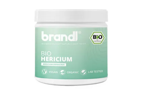 Brandl Nutrition Bio Lions Mane (Hericium Erinaceus) mit 800mg Bio Hericium Pulver Kapseln, Lions Mane Mushroom - Abgefüllt in Deutschland & laborgeprüft