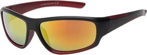 Jungen Mädchen Kinder Sonnen Brille Designer Modern Cool Abgefahren 30546 Rot/Gelb-Schwarz