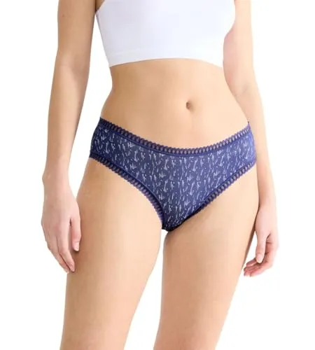 Sloggi GO Crush Hipster 3er Pack (XS Rosa/Blau) - 3er Pack Hipster aus superweicher GOTS-zertifizierter Bio-Baumwolle. Bedeckender Schnitt mit grafischem Taillenmuster für einen femininen Look. Ideal für den täglichen Komfort und Stil.