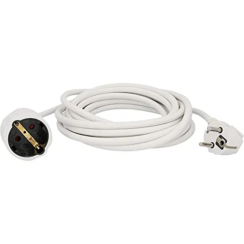 UNITEC Schuko-Verlängerung H05VV-F 3G 1, 5 mm², 5 m, weiß in weiß von UNITEC