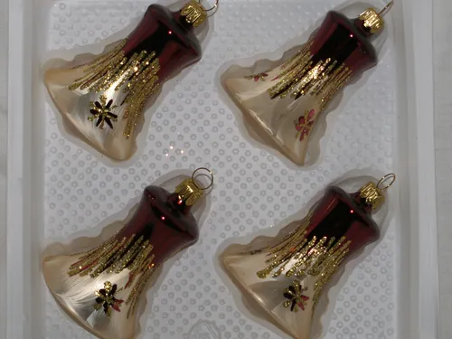 Christbaumschmuck Lauscha ROMANTIK Glocke mit Klöppel 4Stck. per Box