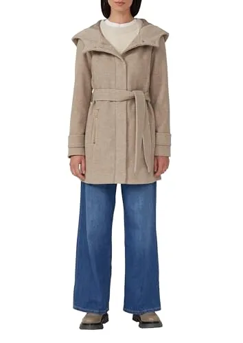 s.Oliver Wollmix-Mantel im Slim Fit mit Gürtel - Eleganter Wollmix-Mantel im Slim Fit, ideal für Outdoor-Anlässe. Mit fixierter Kapuze, verdecktem Reißverschluss und praktischen Innentaschen.