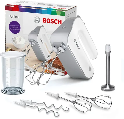BOSCH Handmixer Styline MFQ4075DE - 550 W, 5 Geschwindigkeitsstufen plus Turbotaste, hochwertige Edelstahl-Rührbesen und spülmaschinengeeignetes Zubehör