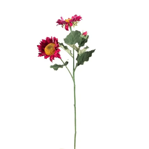 artplants Künstlicher Zweig Sonnenblume HAITALA, Dunkelpink, 65cm, Ø9-10cm
