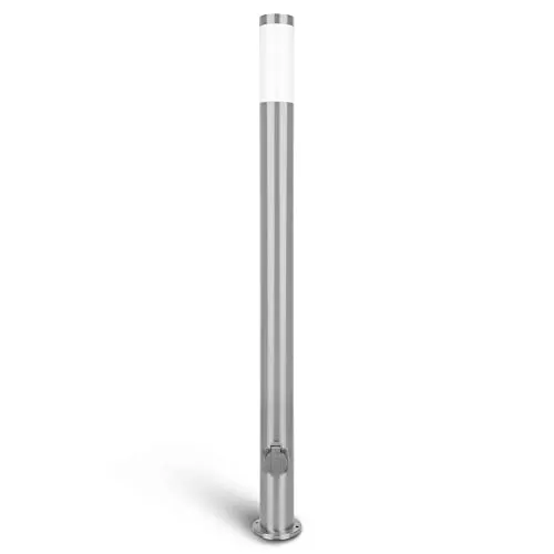 Grafner Edelstahl Wegeleuchte mit 2 integrierten Steckdosen, 110 cm - Stilvolle Wegleuchte aus Edelstahl mit 2 Steckdosen für flexible Stromversorgung im Garten. Ideal für LED-Leuchtmittel, robust und wetterfest mit IP44-Schutz.