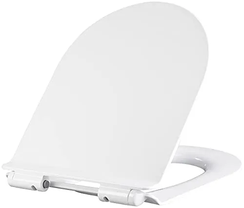 BadeStern Klodeckel: Flacher WC-Sitz, D-Form, Absenkautomatik, antibakteriell beschichtet (WC Deckel, WC Brille, Badezimmer)