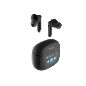 Hama Bluetooth®-Kopfhörer Spirit Open TWS In-Ear, Schwarz - Vielseitige Bluetooth-Kopfhörer mit Active Noise Cancelling und intuitivem Touch-Display. Ideal für unterwegs, mit bis zu 20 Stunden Musikzeit und verbesserter Sprachqualität beim Telefonieren.