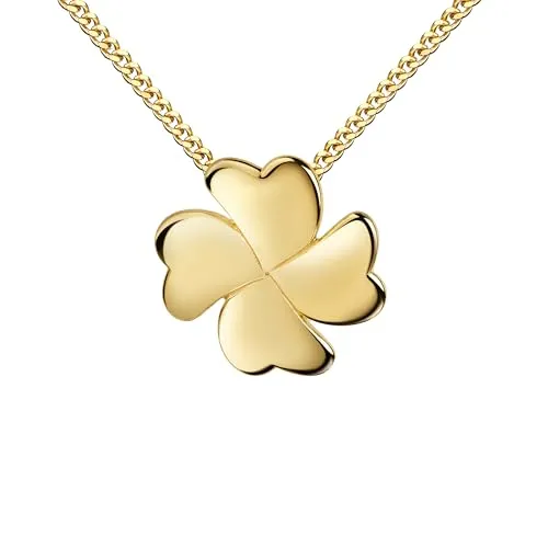 JEVELION Goldschmuck-Anhänger Kleeblatt 333 Gold mit Kette 925 Silber - Eleganter Kleeblatt-Anhänger aus 333 Gold, inklusive vergoldeter 925 Silberkette (45 cm). Perfektes Geschenk für besondere Anlässe, das Glück und Stil vereint. Hochwertige Juweliers-Qualität, made in Germany.