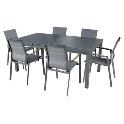 »Boston 2« Gartenmöbel Set, Aluminium, 6 Personen - Grau - Verleihen Sie Ihrem Garten Stil mit dem eleganten Boston 2 Set von bellavista - Home & Garden®. Der ausziehbare Tisch und die komfortablen Hochlehner bieten Flexibilität und Komfort für gesellige Stunden im Freien.