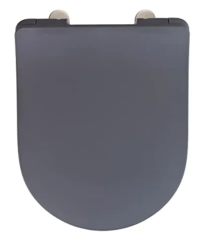 WENKO WC-Sitz Sedilo matt Grau - flacher Toilettensitz mit Absenkautomatik, antibakteriell und hygienisch für einfache Reinigung