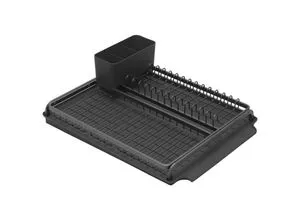 Dish Rack Geschirrständer - Spülenzubehör, kompakter Geschirrständer in elegantem Dunkelgrau, ideal für kleine Küchen mit Platzersparnis