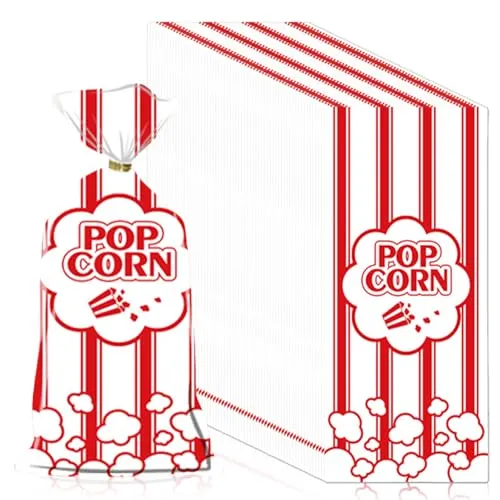 GOEDCH 300 Stück Popcorn Tüten: 12.5 * 27.5cm Retro Kraftpapier Popcorntüten, Pop corn Boxen, Pop corn Maschinen Zubehör für Süßigkeiten Party, Familienfeier, Kino,Ostern, Geburtstagsfeier