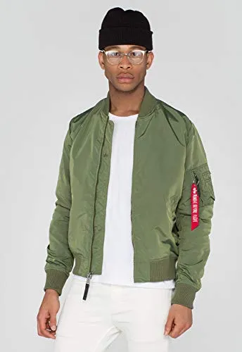 Alpha Industries Herren Jacke Ma-1 TT - Slim Fit Bomberjacke in Sage-Green - Funktionsjacke mit Strickbündchen und stylischem