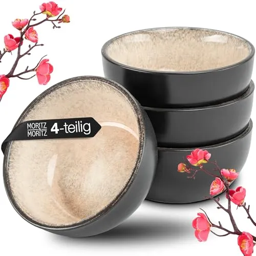 Moritz & Moritz Suppenschüssel VIDA 4x Miso Schalen beige - Suppenschüsseln aus hochwertigem Porzellan, zeitloses Design in Beige, ideal für stilvolle Suppenabende oder als dekoratives Geschirrset.