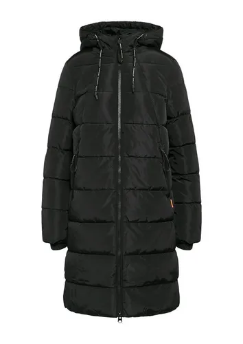 Stylische Steppjacke QS für Damen in Schwarz, Größe L - Funktionsjacken mit Kapuze und 2-Wege-Reißverschluss, ideal für warme Spaziergänge und spontane Treffen. Hält trocken und bietet sicheren Stauraum in Reißverschlusstaschen.