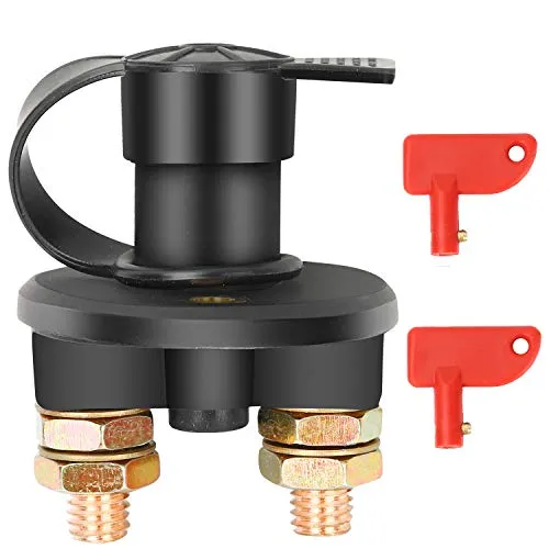 Batterieschalter 12V / 24V, Bolatus Auto Batterie Trennschalter Hauptstromschalter 2 Polig Ein-/Aus-Schalter Kill Switch 6V für Fahrzeug Boot Auto Kfz